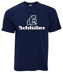 Schlüter T-Shirt Schriftzug mit Bärenlogo, Herren, Kurzarm, Rundhals | Navyblau | Größe S von Schlüter