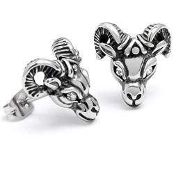 Edelstahl Herren Damen Ohrstecker Widder Ohrringe Zirkonia silber Sternzeichen Geschenk von Schmuck-Checker