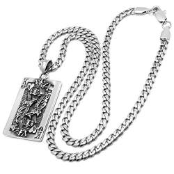 Schmuck-Checker All Hustle, No Love - Herz König Anhänger aus Edelstahl mit Halskette Männer Poker Schmuck Panzerkette Geschenk von Schmuck-Checker