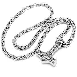 Schmuck-Checker Thors Hammer Mjölnir aus Edelstahl mit Halskette Königskette Herren Wikingerschmuck Vikings Männer Kette Schmuck Geschenk von Schmuck-Checker