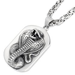 XL Kobra-Anhänger aus massivem Edelstahl mit Königskette Schlange DogTag Männer-Halskette Herren-Geschenk Biker-Schmuck von Schmuck-Checker