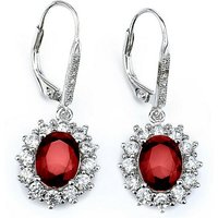 Schmuck-Elfe Paar Ohrhänger Rubin rot, 925 Sterling Silber von Schmuck-Elfe