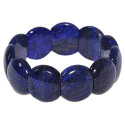 Armband Armschmuck aus Edelstein Lapis-Lazuli Lapislazuli blau glatt dehnbar stabil unisex von Schmuck-Krone - Edelsteinschmuck