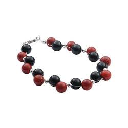 Armband Armschmuck aus Koralle & Onyx & 925 Silber schwarz rot-braun Armkette von Schmuck-Krone - Edelsteinschmuck