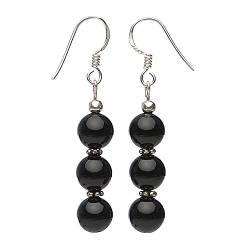 Ohrringe Ohrhänger aus Onyx schwarz & 925 Silber Ohrhaken Ohrschmuck für Damen von Schmuck-Krone - Edelsteinschmuck