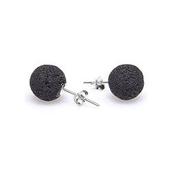 Ohrstecker Stecker aus echter Lava & 925 Silber ca. 10 mm schwarz mit kleinen Poren Lavaohrstecker von Schmuck-Krone - Edelsteinschmuck