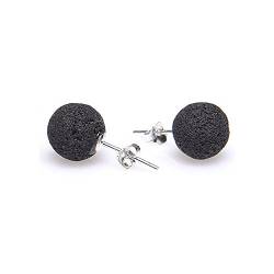 Ohrstecker Stecker aus echter Lava & 925er Silber ca. 8 mm schwarz mit kleinen Poren Lavaohrstecker von Schmuck-Krone - Edelsteinschmuck