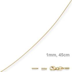 1mm Halsreif Omegareif Omegakette 585 Gold Gelbgold Goldkette 45cm abschraubbar von Schmuck Krone