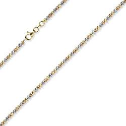 2,2mm Kugelkette Halskette aus 585 Gold gelb/rot/weiß tricolor diamantiert 50cm von Schmuck Krone