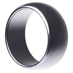 Breiter Ring aus echtem Hämatit glatt grau rund unisex Steinring Fingerring, Ringgröße:Innenumfang 52mm ~ Ø16.6mm von Schmuck Krone