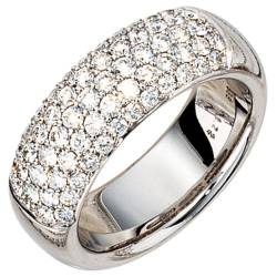 Exklusiver Ring Damenring mit 62 Diamanten Brillanten 585 Weißgold Goldring, Ringgröße:Innenumfang 58mm ~ Ø18.5mm von Schmuck Krone
