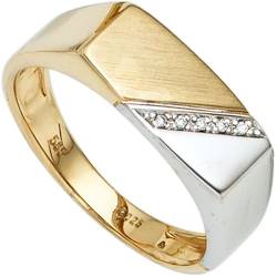 Herrenring Ring mit 5 Diamanten Brillanten 585 Gold Gelbgold Weißgold, Ringgröße:Innenumfang 66mm ~ Ø21.0mm von Schmuck Krone