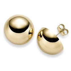 Ohrstecker Ohrschmuck Halbkugel 18mm 585 Gold Gelbgold glatt glänzend von Schmuck Krone