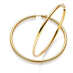 Paar XL Creolen 65mm große Ohrringe Ohrschmuck aus 585 Gold Gelbgold für Damen von Schmuck Krone