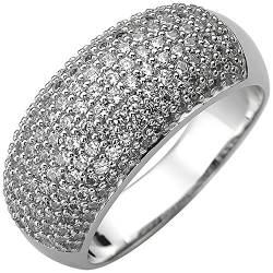 Pavé Ring 11mm breit aus 925 Silber 158 Zirkonia weiß Fingerring Fingerschmuck, Ringgröße:Innenumfang 56mm ~ Ø17.8mm von Schmuck Krone