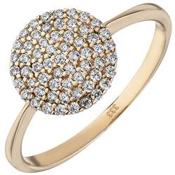 Pavé Ring aus 333 Gold Gelbgold mit 60 Zirkonia B: 10,4mm Goldring Fingerring, Ringgröße:Innenumfang 58mm ~ Ø18.5mm von Schmuck Krone