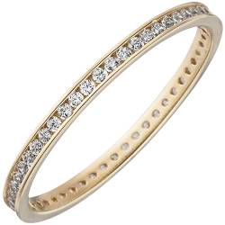 Schmaler Memory Ring aus 333 Gold Gelbgold mit Zirkonia rundum zeitlos Damen, Ringgröße:Innenumfang 52mm ~ Ø16.6mm von Schmuck Krone