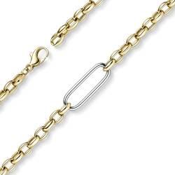 Schmuck Krone 5mm Armband aus 585 Gelbgold mittleres Element 8,3x25mm aus 585 Weißgold 21cm von Schmuck Krone