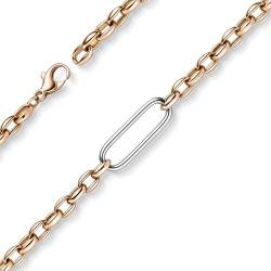 Schmuck Krone 5mm Kette Collier 585 Rotgold mittleres Element 8,3x25mm aus 585 Weißgold 45cm von Schmuck Krone