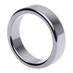 Schmuck Krone Hämatit Ring Fingerring Fingerschmuck Unisex schlicht flach glatt grau Steinring, Ringgröße:Innenumfang 64mm ~ Ø20.4mm von Schmuck Krone