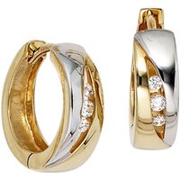 Schmuck Krone Paar Creolen 15,5mm Creolen Ohrringe Klappcreole mit 6 Zirkonia 333 Gold Gelbgold, Gold 333 von Schmuck Krone