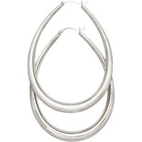 Schmuck Krone Paar Creolen Große Creolen 65,1mm aus 925 Silber eismatt oval, Silber 925 von Schmuck Krone