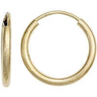 Schmuck Krone Paar Creolen Paar Ohrringe 15mm Creolen aus 585 Gold Gelbgold rund dünn Ohrschmuck Damen, Gold 585 von Schmuck Krone