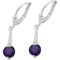 Schmuck Krone Paar Ohrhänger Brisur Ohrringe Ohrhänger mit Amethyst und Zirkonia 925 Silber Damen, Silber 925 von Schmuck Krone