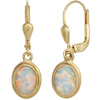 Schmuck Krone Paar Ohrhänger Ohrringe Ohrhänger Boutons mit Opal oval 333 Gold Gelbgold Ohrschmuck Damen, Gold 333 von Schmuck Krone