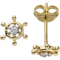 Schmuck Krone Paar Ohrstecker Ohrstecker Steuerrad mit 2 Zirkonia, 333 Gelbgold, Gold 333 von Schmuck Krone