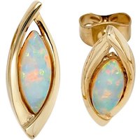 Schmuck Krone Paar Ohrstecker Paar Ohrstecker Stecker Opal 375 Gold Gelbgold spitzoval Ohrschmuck, Gold 375 von Schmuck Krone