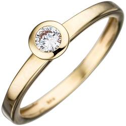 Solitär Ring Damenring aus 333 Gold Gelbgold Zirkonia weiß Goldring, Ringgröße:Innenumfang 62mm ~ Ø19.7mm von Schmuck Krone