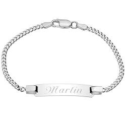 Schmuck-Pur Echt Silber Damen Mädchen ID-Schild-Armband 17cm mit Wunsch-Gravur von Schmuck-Pur by Cadenis