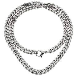 Schmuck-Pur Massive Edelstahl Herren Halskette Panzerkette diamantiert 8 mm 55 cm von Schmuck-Pur by Cadenis