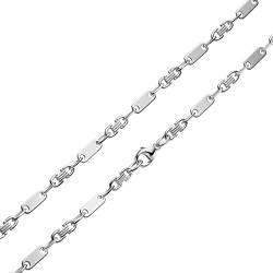 Plattenkette 6mm 925 Silber massiv - Länge Wählbar - Collier Halskette oder Armband - Plättchenkette - Steigbügelkette (19) von SchmuckForever