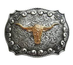 Schnalle123 Gürtelschnalle Texas Longhorn Indianer Western 3D Optik für Wechselgürtel Gürtel Schnalle Buckle Modell 308 von Schnalle123