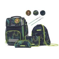 Schneiders Ergolite Camo Rush Jungen Schultasche - 9-teiliges Set, Orthopädisch geprüft, mit LED-Leuchtstäben, nachhaltig & ergonomisch von Schneiders