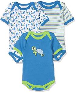 Schnizler Unisex Baby Body 1/4-Arm 3er Pack Schildkröte 808302, 900 - Blau, 50-56 von Schnizler