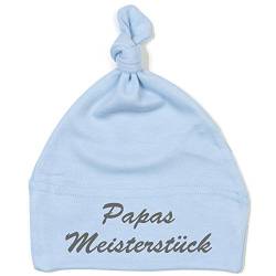 Schnoschi Babymütze in hellblau mit Papas Meisterstück hochwertig Bestickt/gestickt von Schnoschi