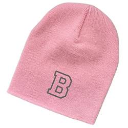 Schnoschi Rosa Strickmütze (Beanie Mütze) mit Initialen Bestickt für Herren, Damen, Jugendliche und Kinder von Schnoschi