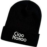 Schnoschi Strickmütze Wintermütze Ciao Kakao Beanie Mütze bestickt Spruch Streetwear Unisex mit breitem Umschlag von Schnoschi