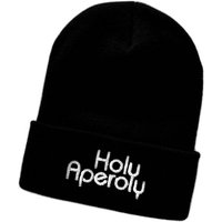 Schnoschi Strickmütze Wintermütze Holy Aperoly (unisex) bestickt Statement Spruch Streetwear mit breitem Umschlag von Schnoschi