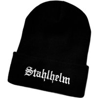 Schnoschi Strickmütze Wintermütze Stahlhelm (unisex) bestickt Statement Spruch Streetwear mit breitem Umschlag von Schnoschi