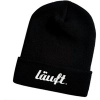 Schnoschi Strickmütze Wintermütze läuft (Beanie Mütze) bestickt Spruch Streetwear Unisex mit breitem Umschlag von Schnoschi