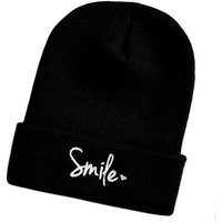 Schnoschi Strickmütze Wintermütze smile (Beanie Mütze) bestickt Spruch Streetwear Unisex mit breitem Umschlag von Schnoschi