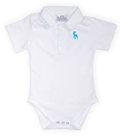 Baby Trachten Body aus Baumwolle mit Kragen und Stick – Kinder Kurzarm Body für Jungen und Mädchen – Trachtenbody Jonas (50/56, Weiss) von Schöneberger Trachten Couture