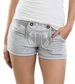 Damen WiesnFit Jogging Lederhose MADL - Jogginghose Trachten Hotpants (S, Grau) von Schöneberger Trachten Couture