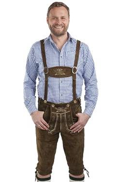 Herren Hopfen und Malz Trachtenlederhosen Lederhosen - Kniebundhose mit Hosenträgern Lederhose - Original Trachten Lederhosen Kniebund (62, mittelbraun) von Schöneberger Trachten Couture