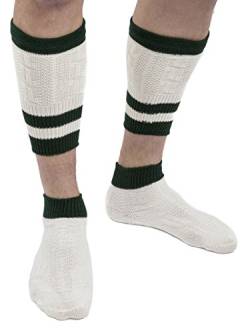 Herren Jungen Trachtensocken Loferl 2tlg - Wadenwärmer + Socken - Trachten Strümpfe Männer - Lederhosen Strick-Socken beige/gruen (43-46) von Schöneberger Trachten Couture