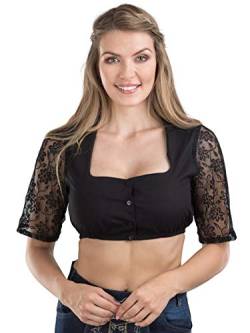 Schöneberger Trachten Couture Elegante Dirndlbluse - Damen Dirndl Bluse mit edler Knopfleiste und Spitze Wiesnklee schwarz (42) von Schöneberger Trachten Couture